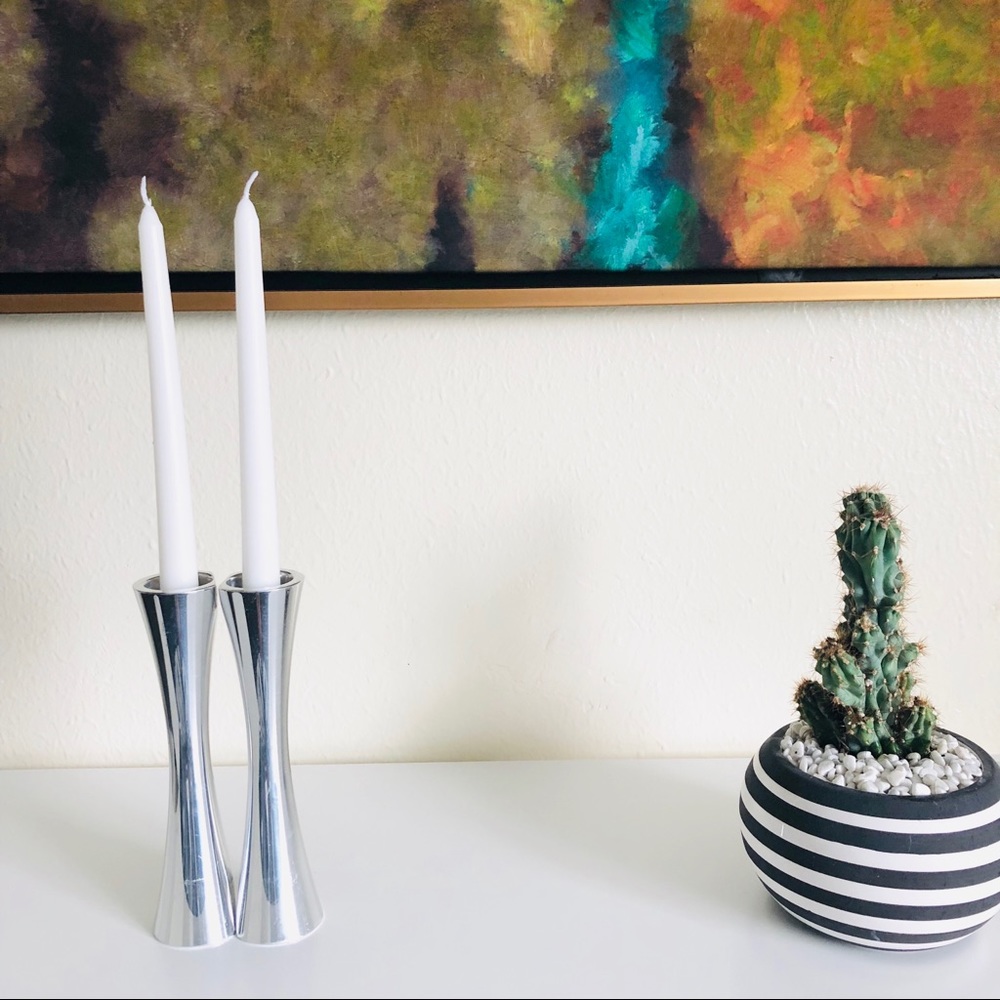1994 Nambé Studio Kissing Candlesticks